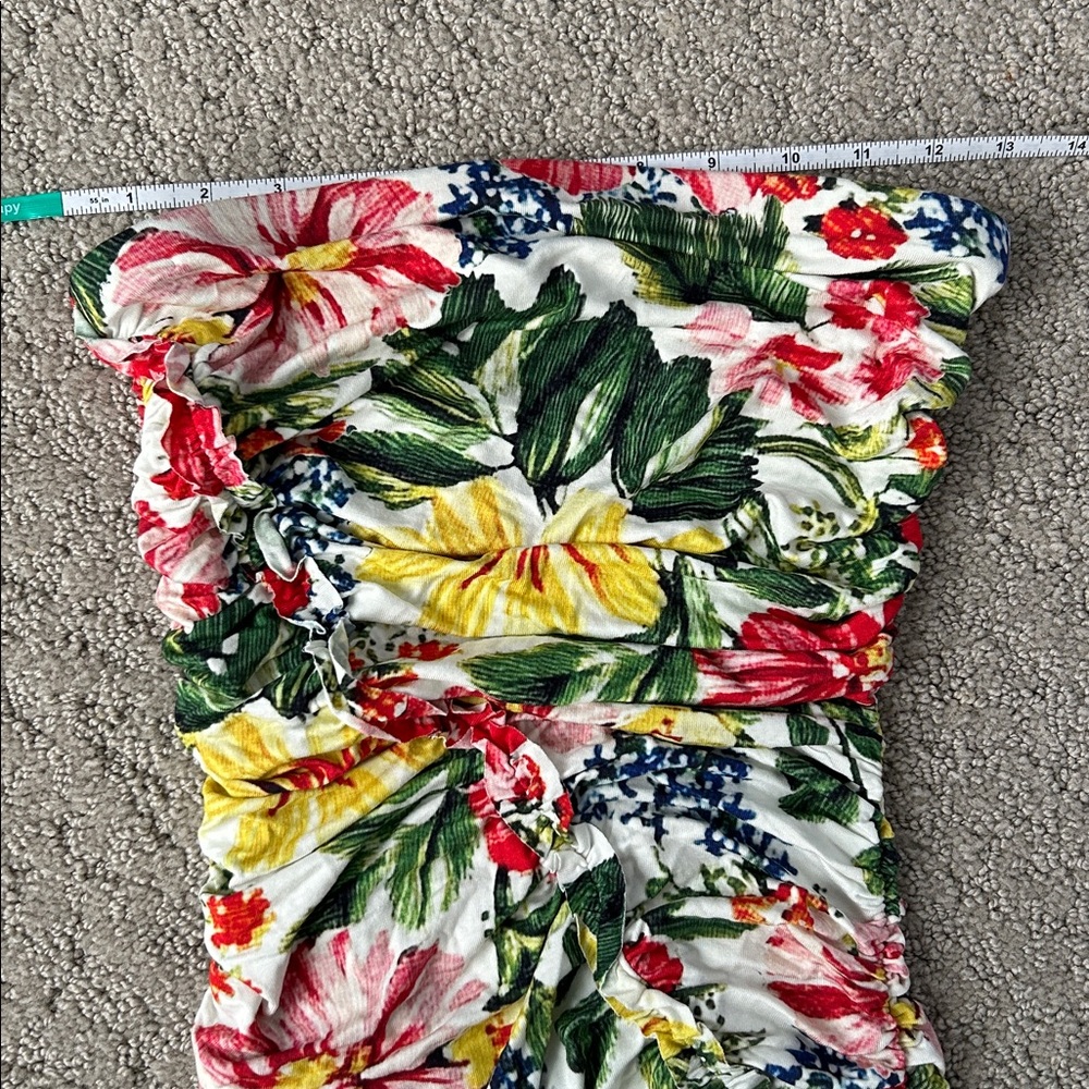 The Gabbie Strapless Ruched Tube Dress Celandine Botanical Floral Anthro XS NWT - Picture 8 of 12